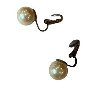 Vintage Pearl Clip-On Earrings With Gold-Tone Metal